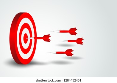 Concept market goal . Target with an arrow. Concept target market, audience, group, consumer. vector.
