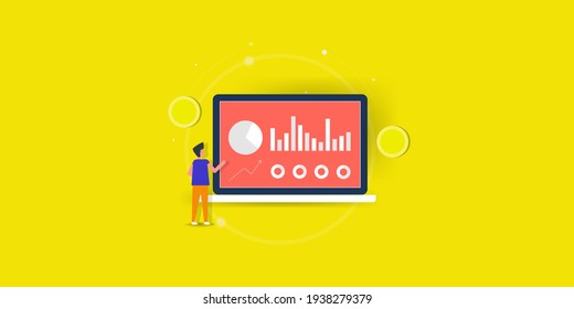 Concepto de atribución de marketing, puntos de contacto de marketing digital, análisis de acción de usuario - ilustración de banner vector con iconos