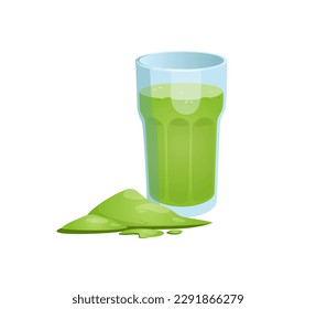 Concept Matcha drink. This illustration features a flat, vector-style design with a cartoonish twist. The concept is focused on matcha, a refreshing matcha drink. Vector illustration.