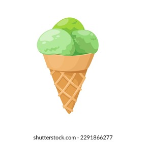 Concept Matcha ice cream. This is an illustration of matcha ice cream, designed in a flat vector style. The concept is to showcase the deliciousness of matcha-flavored ice cream. Vector illustration.