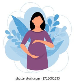 Concept of maternity. Pregnant woman. Cute vector illustration in cartoon style.