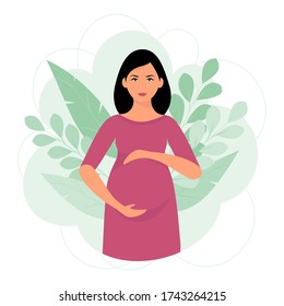 Concept of maternity. Pregnant woman. Cute vector illustration in cartoon style.