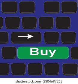  Concept meaning conveys a commercial message using graphics Keyboard key.Digital Display Advertising. Keyboard key marker Buy . vector  design.