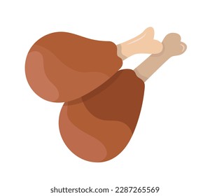 Concept Meat chicken legs. This is an illustration of chicken legs, a meat product, depicted in a flat and cartoon style. Vector illustration.