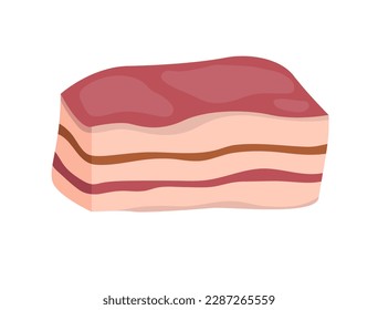 Concept Meat fat ham. The illustration is a flat cartoon-style image of a fat ham with a pinkish color and white fat lines visible. Vector illustration.