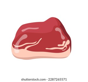 Concepto Carne en bruto trozo de carne. La ilustración presenta una pieza cruda de carne como concepto de producto cárnico. Ilustración vectorial.