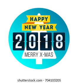 Concept with mechanical flip clock design for Happy New Year 2018.