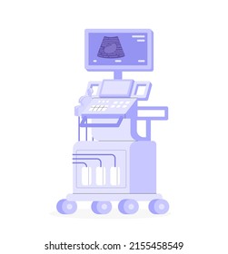 Concept of medical content. Flat vector illustration with advanced ultrasound machine. Ultrasound