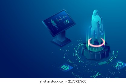 concepto de tecnología de salud médica, gráfico de elementos de laboratorio médico con diagnóstico de hombre