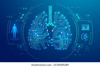 concept of medical healthcare technology or lungs x-ray, graphic of electronic lungs with futuristic element