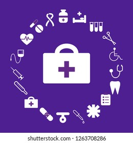 Concept with medical icons in the circle. Vector illustration in flat style