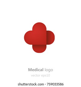 Concept Medical logo. Adhesive patchin the form of heart. Logotype for clinic, hospital or doctor. Vector flat gradient illustration