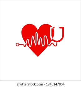 Concept Medical logo. Stethoscope in the shape of heart. Logotype for clinic, hospital or doctor. Vector flat gradient illustration