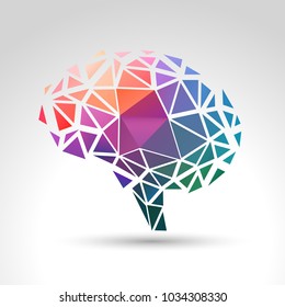 Concept of memory loss and dementia, polygonal brain losing it's structure, eps10 vector