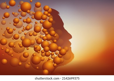 Concept of memory loss, with a man whose skull is falling apart symbolizing a failing brain.