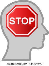 concept of men head with sign stop
