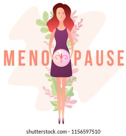 Concept Of Menopause In The Form Of Woman With A Clock And Female Genital Organs