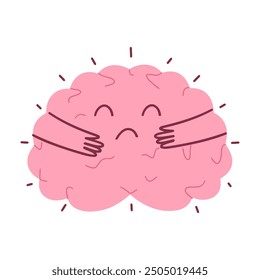 Concept of mental disorder, depression, dementia, Alzheimer's, anxiety, panic attack, neurosis. Sad brain icon in flat style.