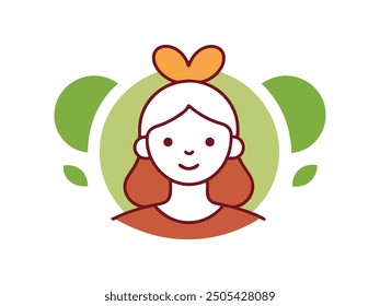 The concept of mental health. A young woman smiles and hugs her brain, symbolizing concern for mental health. Flat vector illustration