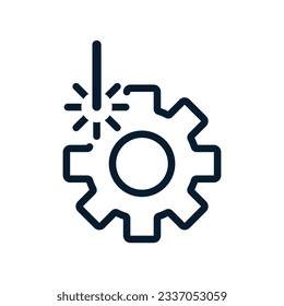 The concept of metallurgy, cutting. Vector icon isolated on white background.
