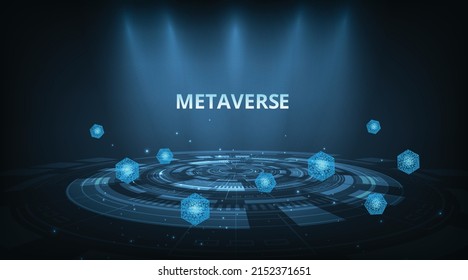 Concept of Metaverse technology with blockchain network connecting.Circle technology background. virtual reality, augmented reality and blockchain technology.