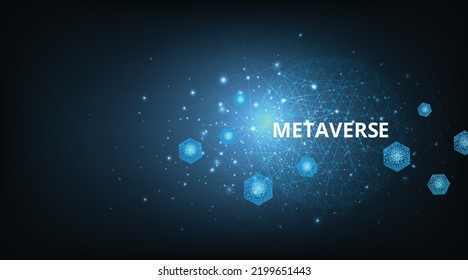 Concept of Metaverse technology with blockchain network connecting.Circle technology background. virtual reality, augmented reality and blockchain technology.