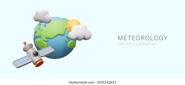 Concept of meteorology in children style. Interesting information about weather