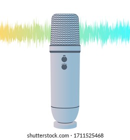 Concept of microphone for ASMR. Microphone for blogger to make massage, whisper, rustling. Autonomous sensory meridian response. Vector Illustration, isolated. svg