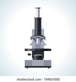 Concept microscope, information technology. Symbol of an old laboratory study, schooling, scientific study. Education,science, study of new information, laboratory work. Vector illustration isolated.