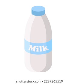 Concept Milk product milk bottle. This is a cartoon-style flat illustration featuring a milk product theme. Vector illustration.