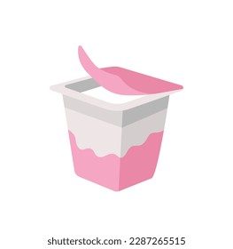Concept Milk product yogurt. This is a cartoon-style flat illustration for a web concept featuring a milk product theme. Vector illustration.