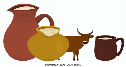A concept for milk products selling.  Vector illustration.