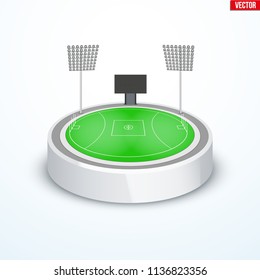 Concept Of Miniature Round Tabletop Australian Rules Football Stadium. In Three-dimensional Space. Vector Illustration Isolated On Background.