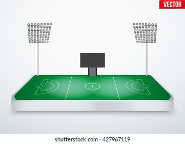 Concept of miniature tabletop lacrosse stadium. In three-dimensional space. Vector illustration isolated on background.