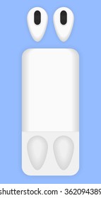 Concept of minimalist wireless earphones and charger. Template, vector, eps10.