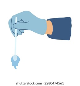 Concept of minimally invasive health care with cryotherapy. Treatment of skin diseases with liquid nitrogen. Hand of healthcare worker with a cotton bud application with cryogen.