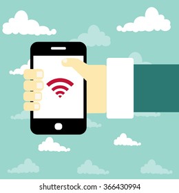 Concept of mobile app in flat design