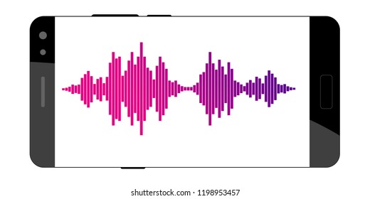 Concept of mobile application voice recognition. Sound wave with imitation of voice. Vector illustration.