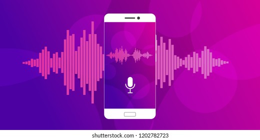 Concept of mobile application voice recognition. Sound wave with imitation of voice. Vector illustration.