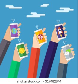 Concept for mobile apps. Flat design vector illustration.