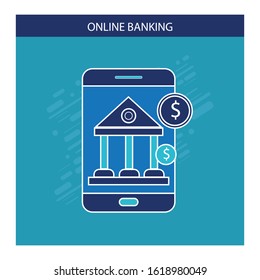 Concept for mobile banking and online payment. Vector flat illustration