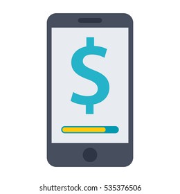 Concept for mobile banking and online payment with smartphone and dollar sign