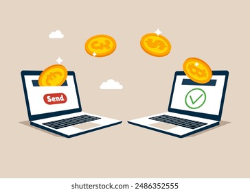 The concept of mobile banking and online payments. Flat vector illustration