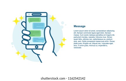 Concept of a mobile chat or conversation of people via mobile phones. Can be used to illustrate globalization, connection, phone calls or social media topics.