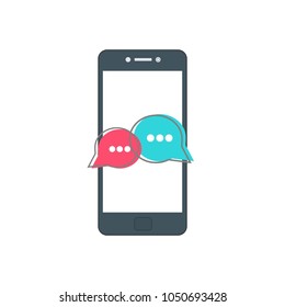 Concept of a mobile chat, social network concept. Flat design illustration.