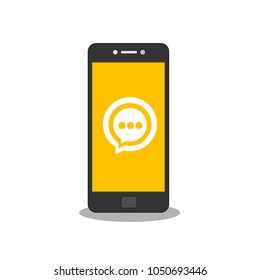 Concept of a mobile chat, social network concept. Flat design illustration.