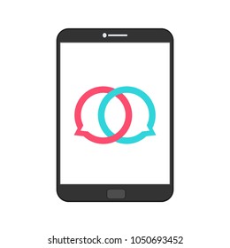 Concept of a mobile chat, social network concept. Flat design illustration.