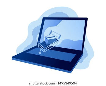 concept of mobile Online Shopping analysis, and cart, bag, Modern Vector illustration for website and mobile website hand 