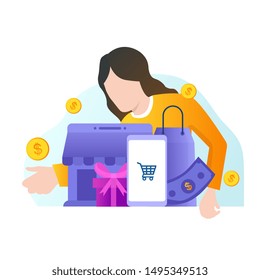 concept of mobile Online Shopping analysis, and cart, bag, Modern Vector illustration for website and mobile website hand 
