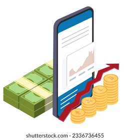 Concept of mobile payments. Earning money to your e-wallet.